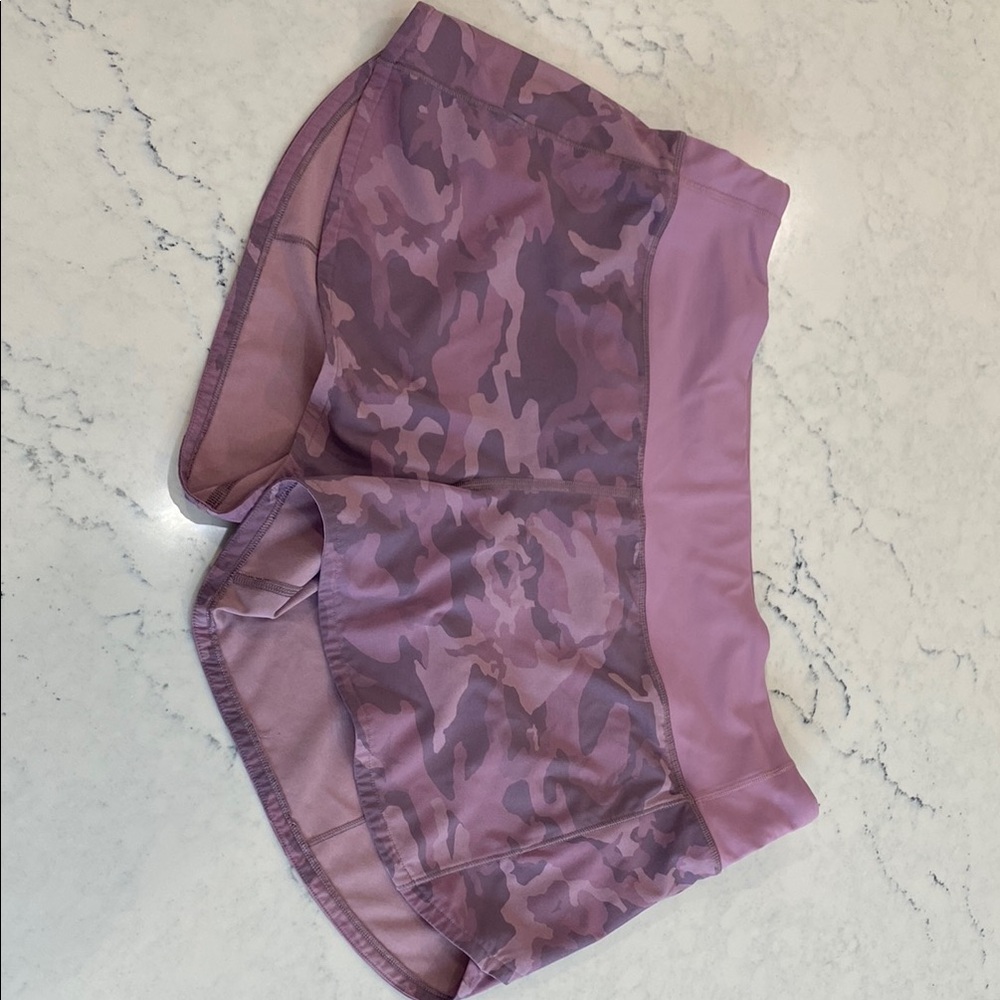 Lululemon- Pink Camo Athletic Shorts- Size 10